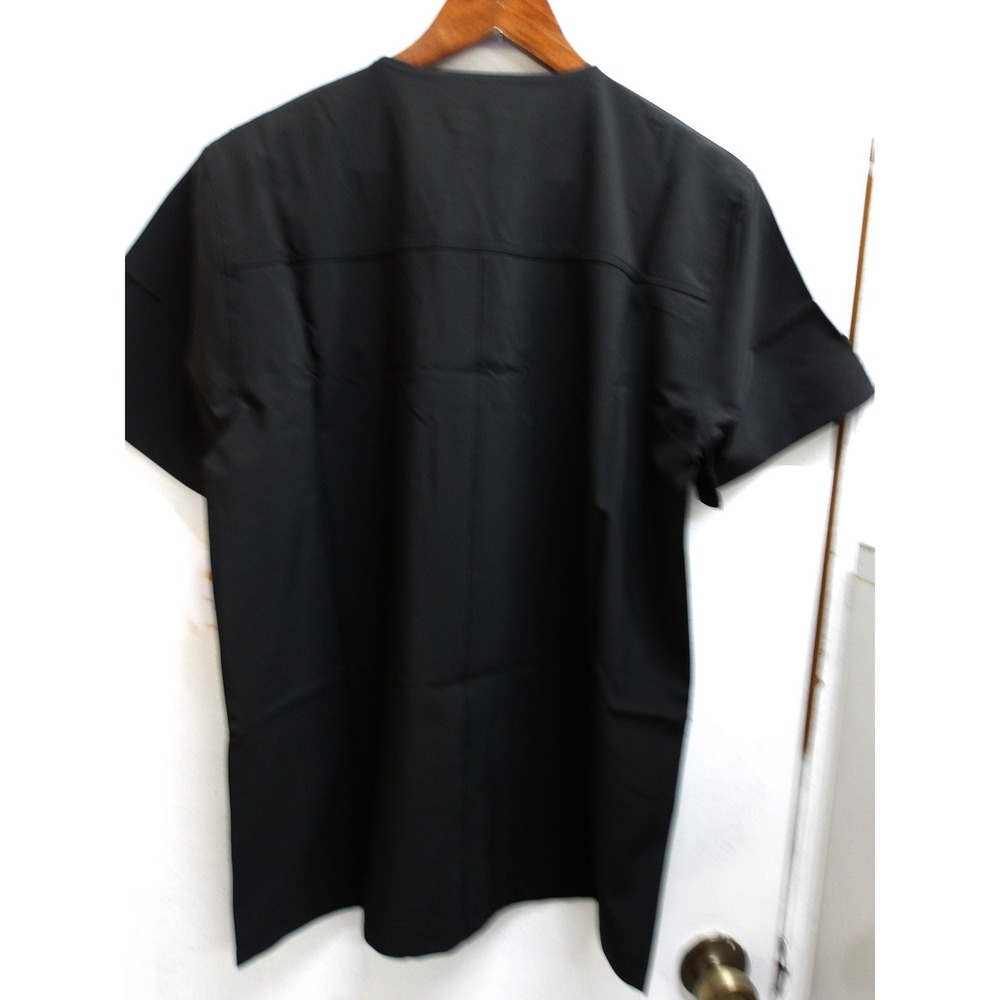 Urbane Mens Black Short Sleeve V-Neck Scrub Top Shirt‎ Pocket /#26664